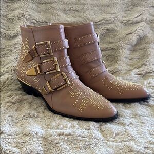 Chloe Susanna buckled Tan Ankle Boots
